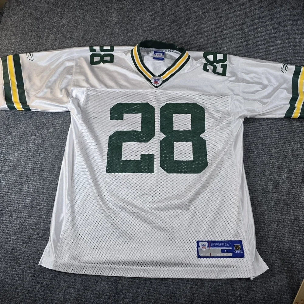 Vintage Reebok NFL Green Bay Packers Ahmad Carroll #28 White Away Jersey Mens L